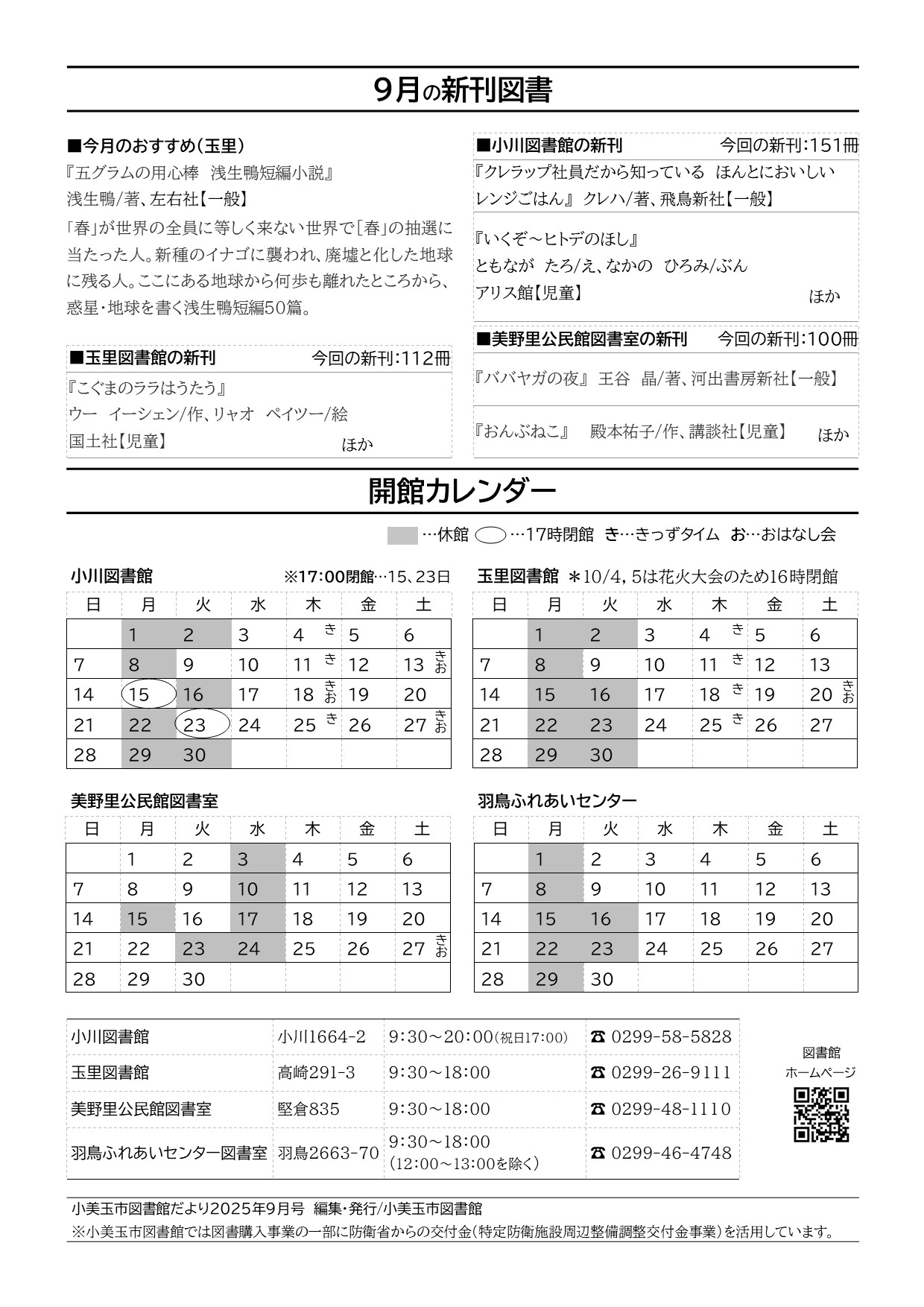 としょかんだより9月号裏