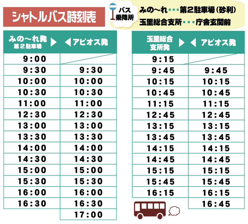 シャトルバス時刻表