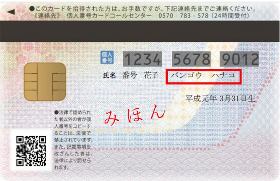 新規発行マイナンバーカード(裏) 新規発行マイナンバーカード(裏)