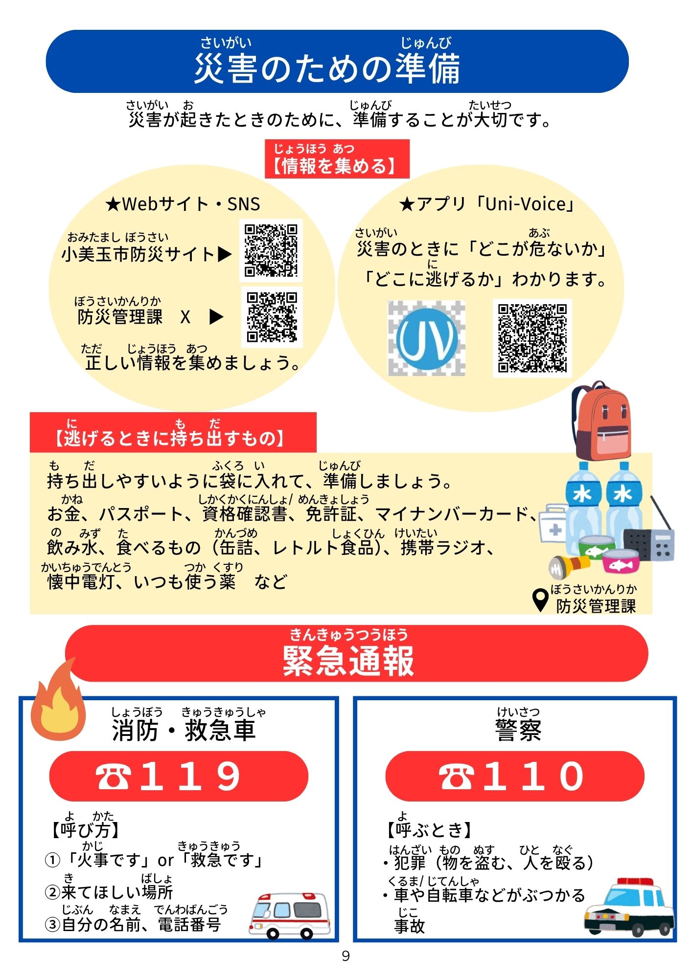 災害のための準備